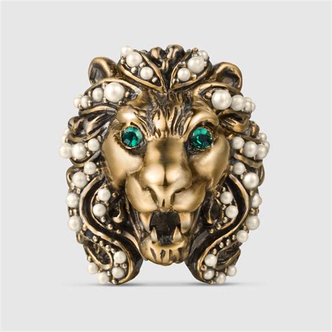 gucci lion ring faux|gucci lion head necklace.